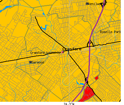Cranford township, NJ map
