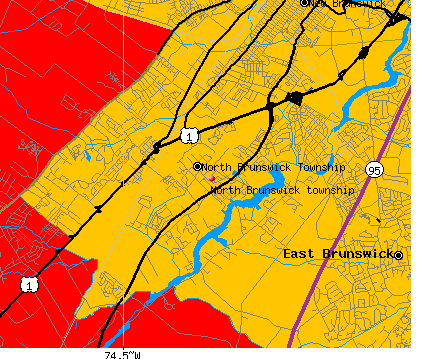 North Brunswick township, NJ map