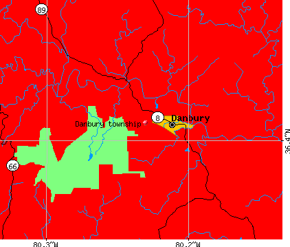 Danbury township, NC map