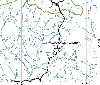 Cove Creek township, NC map