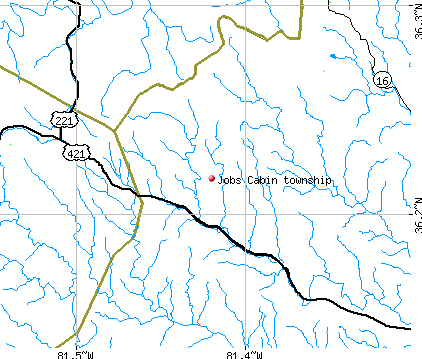 Jobs Cabin township, NC map