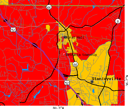 Bethania township, NC map