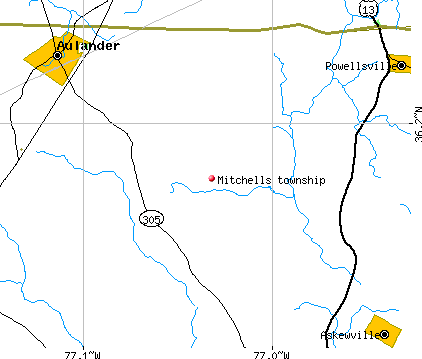 Mitchells township, NC map