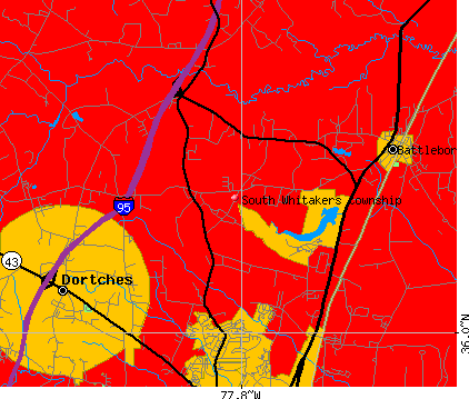 South Whitakers township, NC map