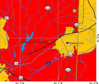 Thomasville township, NC map