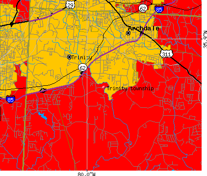 Trinity township, NC map