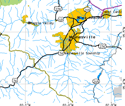 Waynesville township, NC map