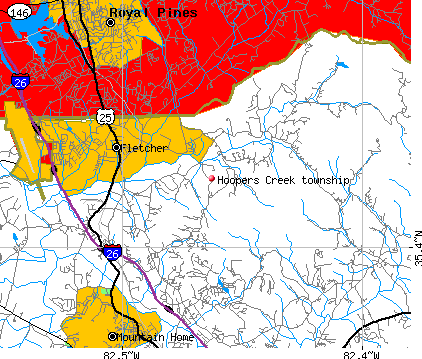 Hoopers Creek township, NC map