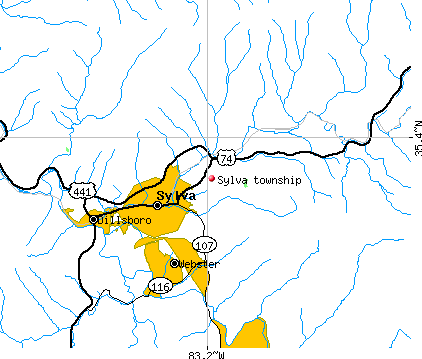 Sylva township, NC map