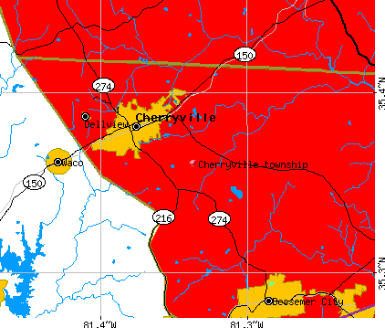 Cherryville township, NC map
