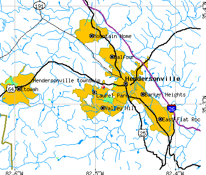 Hendersonville township, NC map