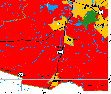 Brogden township, NC map