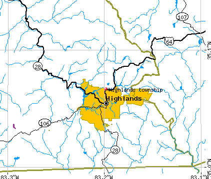Highlands township, NC map