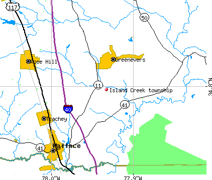 Island Creek township, NC map