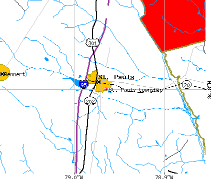 St. Pauls township, NC map