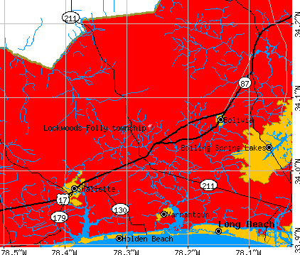 Lockwoods Folly township, NC map
