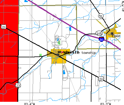 Woodville township, OH map