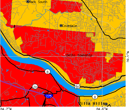 Delhi township, OH map