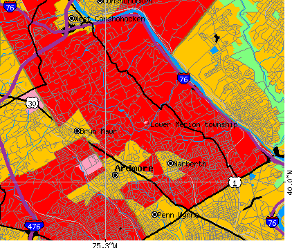 Lower Merion township, PA map