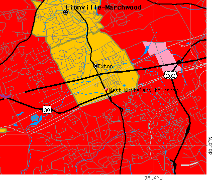 West Whiteland township, PA map