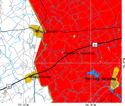 Paradise township, PA map