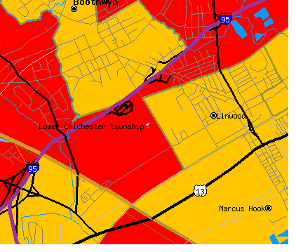 Lower Chichester township, PA map