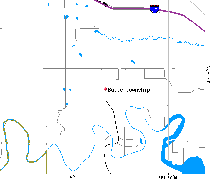Butte township, SD map