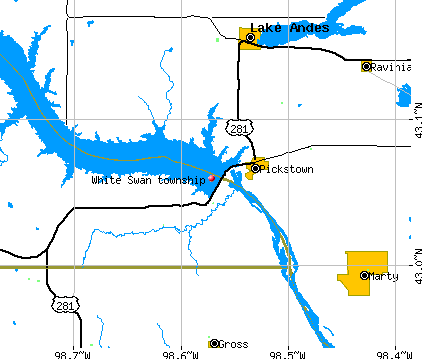 White Swan township, SD map