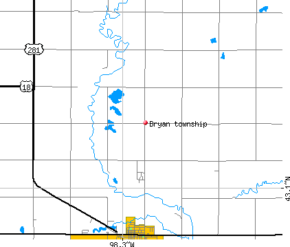 Bryan township, SD map