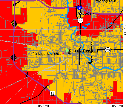 Portage township, IN map