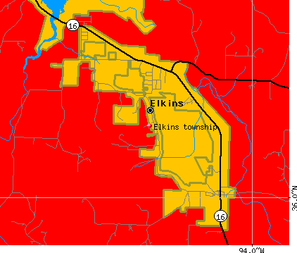 Elkins township, AR map