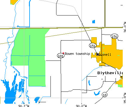 Bowen township, AR map