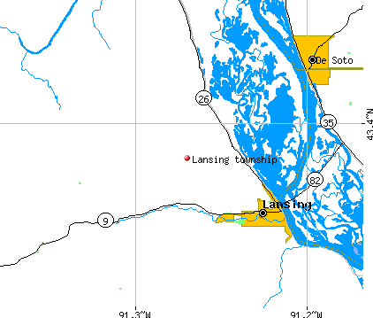 Lansing township, IA map