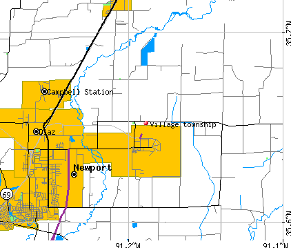 Village township, AR map