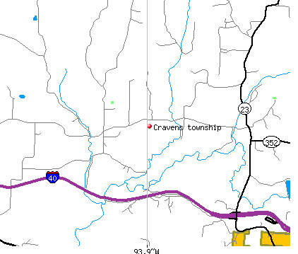 Cravens township, AR map
