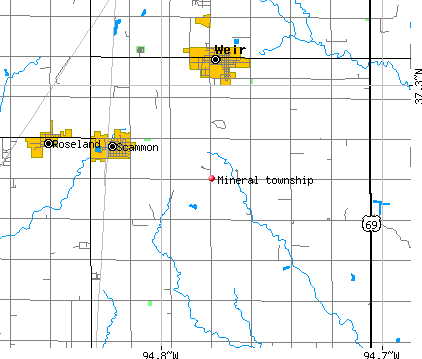 Mineral township, KS map