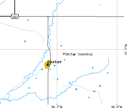 Dexter township, KS map