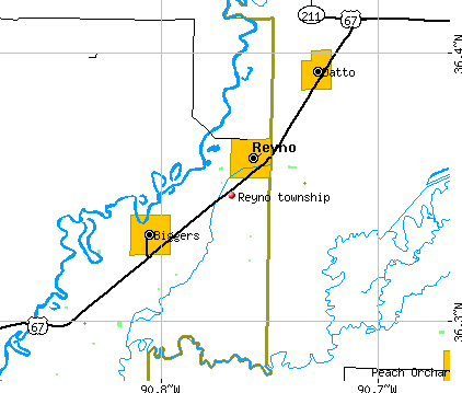 Reyno township, AR map