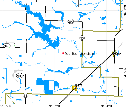 Roc Roe township, AR map