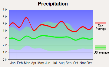 Hendersonville, North Carolina average precipitation